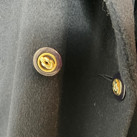 Vintage Maxi Blazer Peacoat Navy Wool Velvet Velour Collar Double breast 14 - Picture 5 of 10